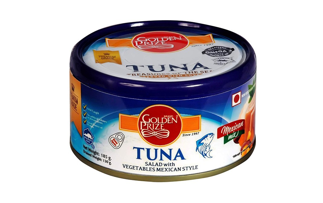 Golden Prize Tuna Salad with Vegetables Mexican Style, Mexican Mix   Tin  185 grams